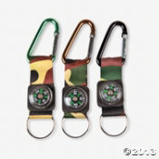 Camouflage Army Belt Clip Toy Compass Key Chains<br>1 dozen